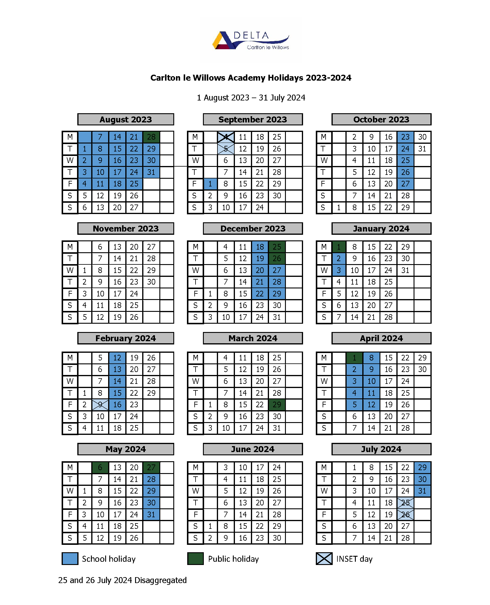 Term Dates Carlton le Willows Academy